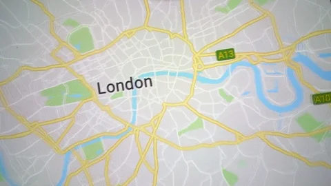 Exploring London on Google Maps on a Smartphone, Macro, 2019 Stock Footage 112014374