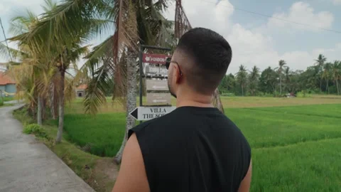 Exploring Lush Rice Fields Ubud, Bali, Travel Peaceful Rural Video stock 346847634