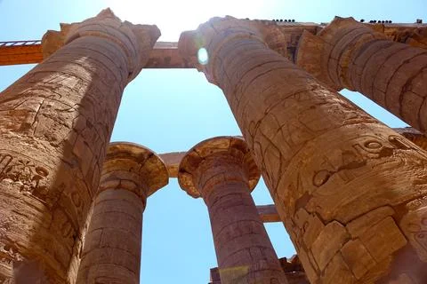 Exploring the Majestic Columns of the Karnak Temple Complex in Ancient Egyp.. Stock Photos