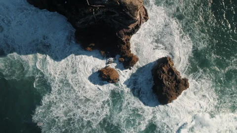 Exploring the majestic nasare lighthouse by the roaring sea Stock Footage 321496756