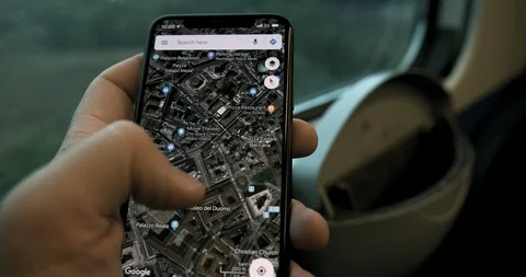 Exploring Map on Smartphne while travelling on a Train 스톡 동영상 127493882