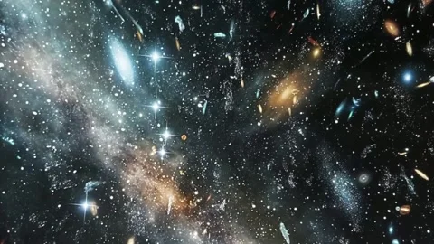 Exploring a Massive Galaxy Cluster Stock Footage 303184012