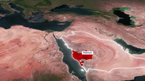 Exploring Mecca A Map-Based Journey Through the Holy City Video stock 310487632