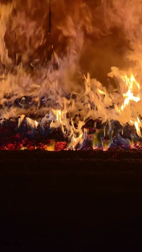 Exploring the Mesmerizing Dance of Flames in a Vibrant Fire Display Stock Footage 345365112