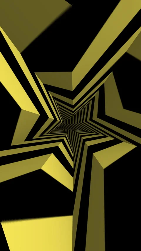 Exploring a mesmerizing geometric tunnel with bold black and yellow pattern.. Stock Footage 310859445