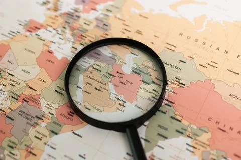 Exploring the middle east a detailed map analysis geographic insights educa.. 스톡 사진