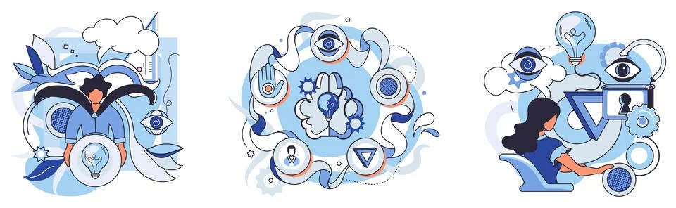 Exploring the Mind Connection Between Creativity, Innovation, and Vision Illustrazione stock