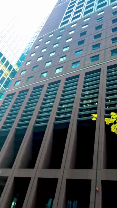 Exploring Modern Architecture in Downtown City With Towering Skyscrapers and Stock Footage 301137496