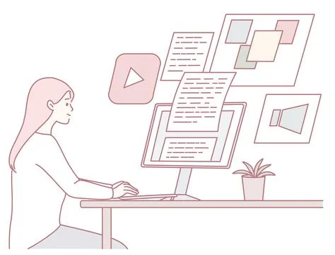 Exploring the Modern Digital Workspace Enhanced with Various Multimedia Elements Stock Illustration