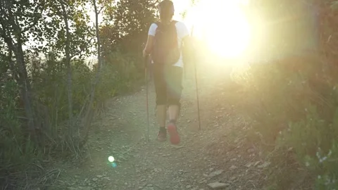 Exploring the mountain with the sun's rays. Stock Footage 272443356