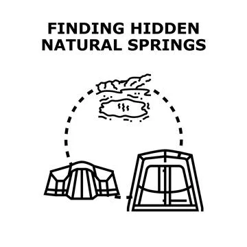 Exploring natural hot spring destination while camping イラスト素材