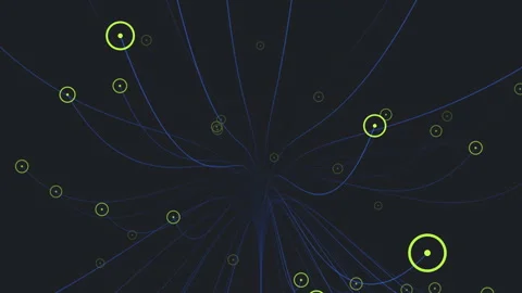 Exploring a network nodes and connections mapped in lines and dots Stock Footage 289200181
