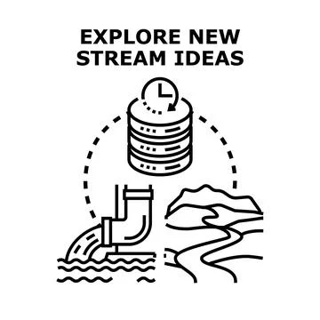 Exploring new stream ideas concept developing content Stock Illustration
