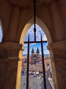 Exploring the Old Town Square in Prague during daylight hours Stock Photos