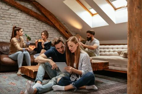 Exploring online together Stock Photos