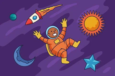 Exploring Outer Space Far Away Illustrazione stock