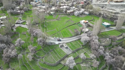 Exploring Pakistan’s Village from Above Stock Footage 345591897