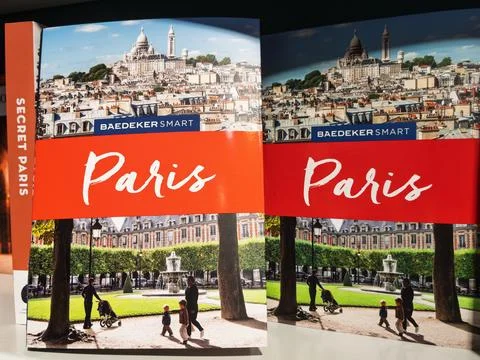 Exploring Paris Through Baedeker Smart Travel Guides Stock Photos