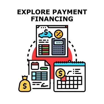 Exploring payment financing options and budgeting solutions Ilustração Stock