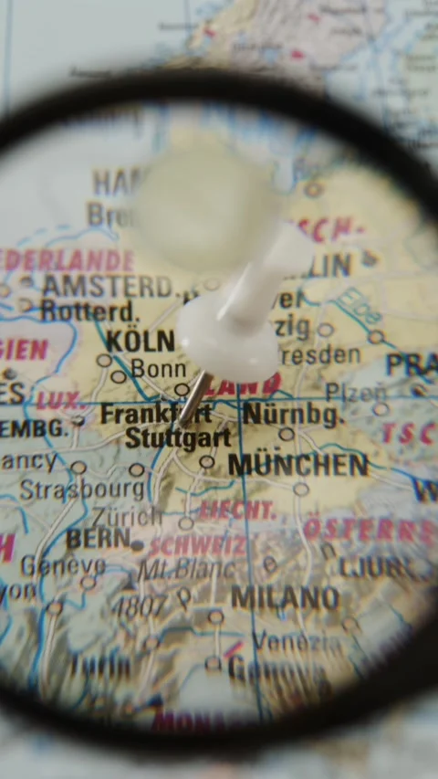 Exploring places in Europe with a focus on Stuttgart and surrounding cities on t Stock Footage 343288532