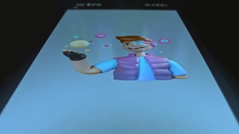 Exploring the planets in Metaverse, graphic presentation on smartphone 스톡 동영상 303571169