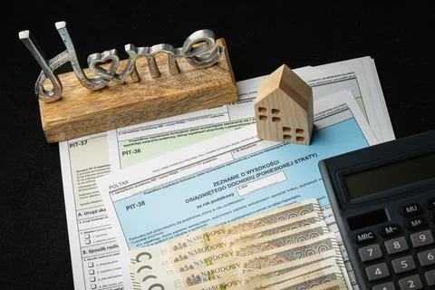 Exploring Polish Pit Tax paperwork for personal finance and household budgeti Stock Photos