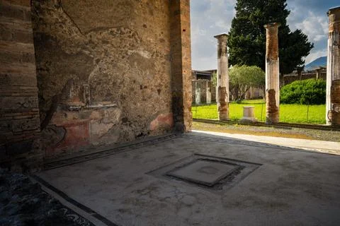 Exploring Pompeii's Ruins After a Spring Rain Stock Photos