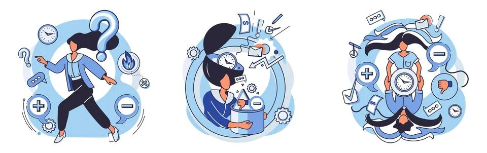 Exploring Problem Solving and Decision Making Concepts with Critical Thinking Illustrazione stock