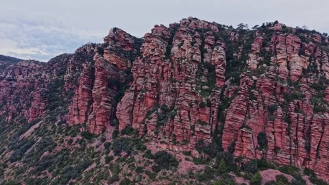 Exploring the red rock formations in Spain's natural landscape Stock Footage 327642356
