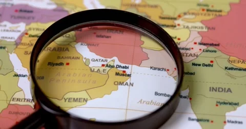 Exploring regional borders middle east map overview geography educational focus Stock Footage 335976942
