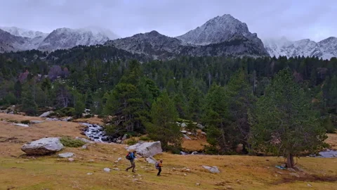 Exploring the remote landscape of the Pyrenees mountains in Spain Stock Footage 303625551