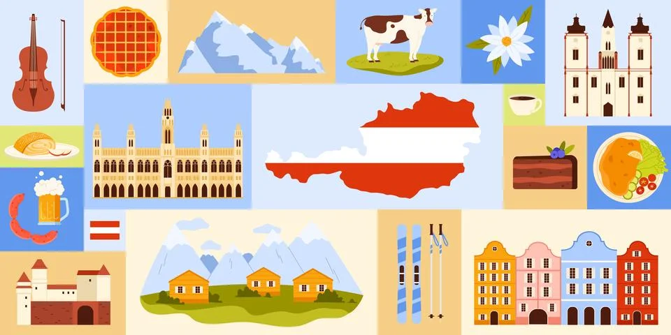 Exploring the Rich Cultural Elements of Austria Its Icons, Unique Landscapes Illustrazione stock