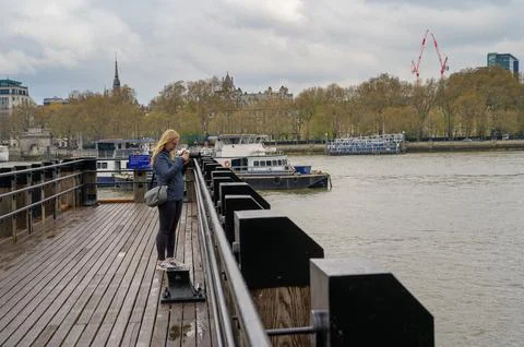 Exploring the River Thames with a camera Stock Photos