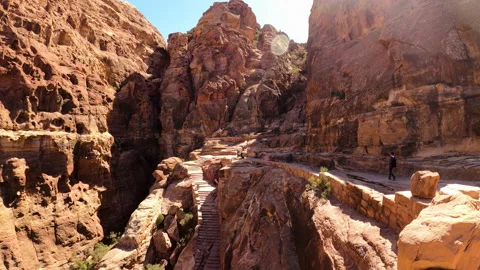 Exploring off-road from the mountains surrounding Petra Stock Footage 144066879