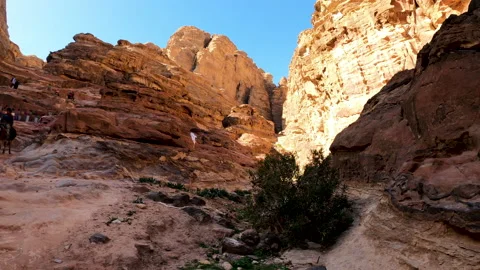 Exploring off-road from the mountains surrounding Petra Stock Footage 144068461