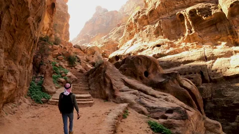 Exploring off-road from the mountains surrounding Petra Stock Footage 144069578