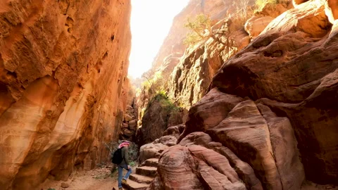 Exploring off-road from the mountains surrounding Petra Stock Footage 144071294