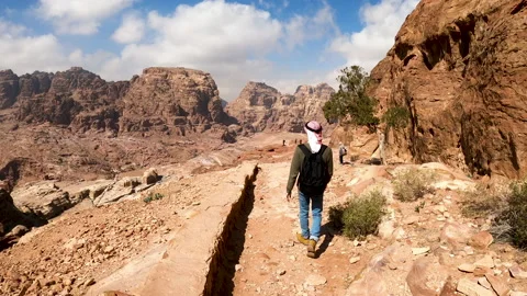 Exploring off-road from the mountains surrounding Petra Stock Footage 144073410