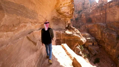 Exploring off-road from the mountains surrounding Petra Stock Footage 144074729