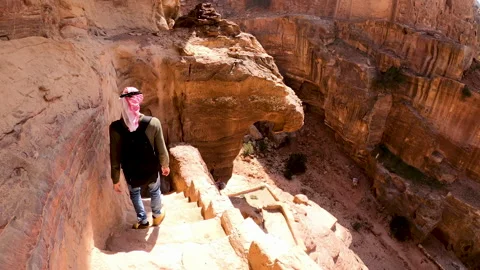Exploring off-road from the mountains surrounding Petra Stock Footage 144074736