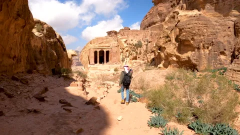 Exploring off-road from the mountains surrounding Petra Stock Footage 144075430