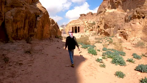 Exploring off-road from the mountains surrounding Petra Stock Footage 144075473