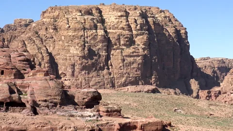 Exploring off-road from the mountains surrounding Petra Stock Footage 145132874