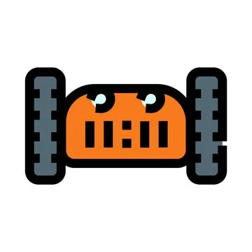 Exploring robot vehicle with digital time display Illustrazione stock
