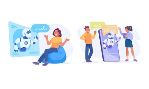 Exploring the Role of Engaging Robot Assistants in Contemporary Communication 스톡 일러스트