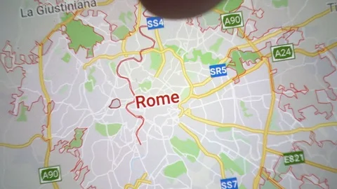 Exploring Rome on Google Maps on a Smartphone, Macro, 2019 Stock Footage 112016438