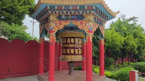 Exploring the Round Muntar Buddha Temple Stock Footage 317073607