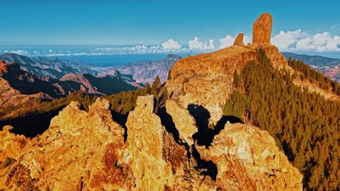 Exploring the rugged landscape of Gran Canaria from above Stock Footage 296924059