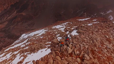 Exploring rugged terrain in the Pyrenees mountains of Spain from above Stock Footage 303625354