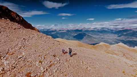 Exploring the rugged terrain of the Pyrenees in Spain from above Stock Footage 303620880